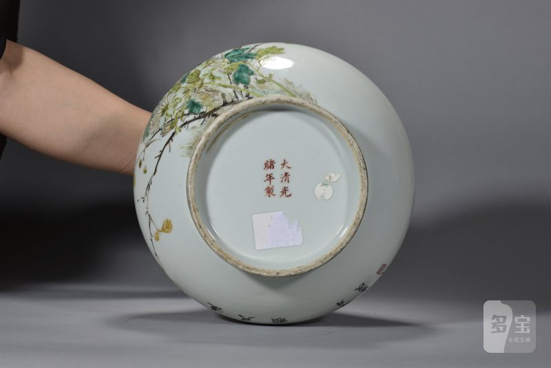 光绪二十二年 “许达生”绘浅降彩花鸟纹荸荠瓶 - 图4
